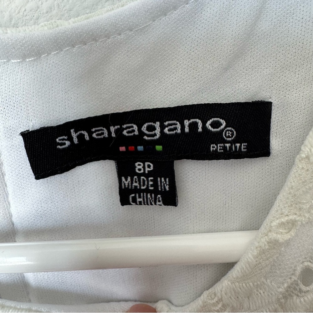 White Lace Sharagano Dress Size 8 Petite Bridal Shower Bachelorette Lacemade - Picture 9 of 10